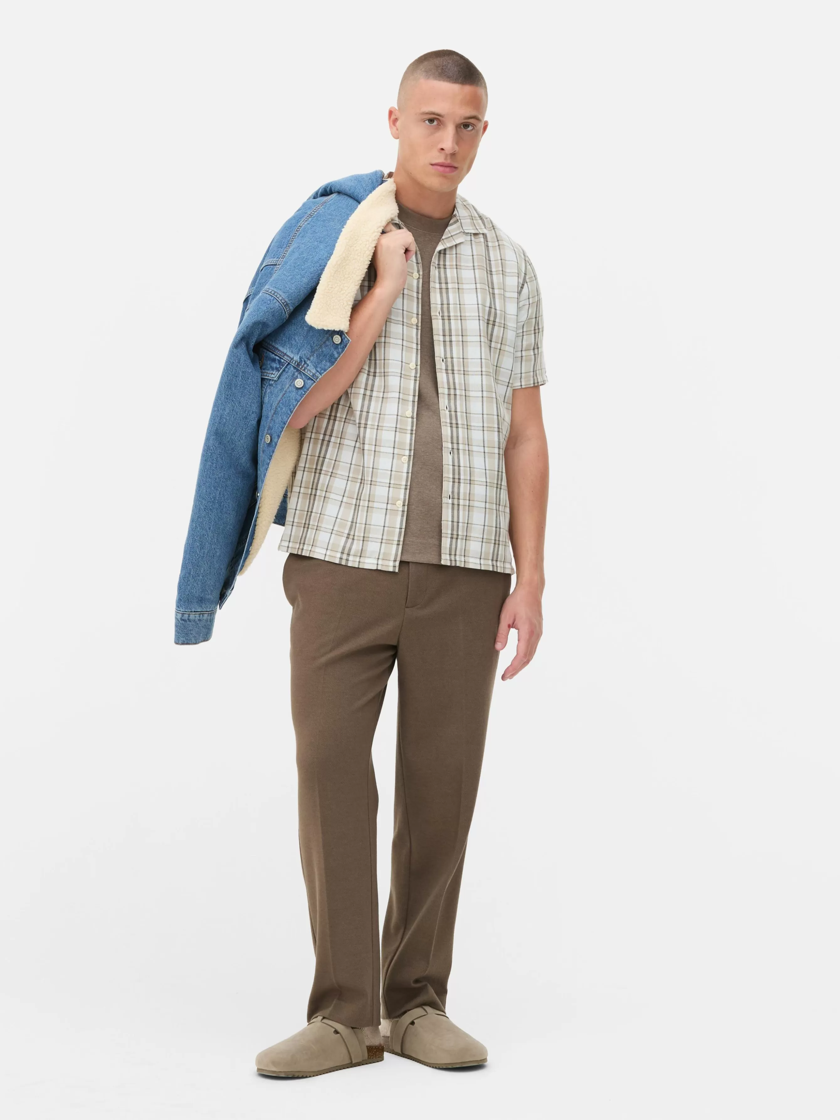 Primark Camisa Manga Curta Xadrez Texturada