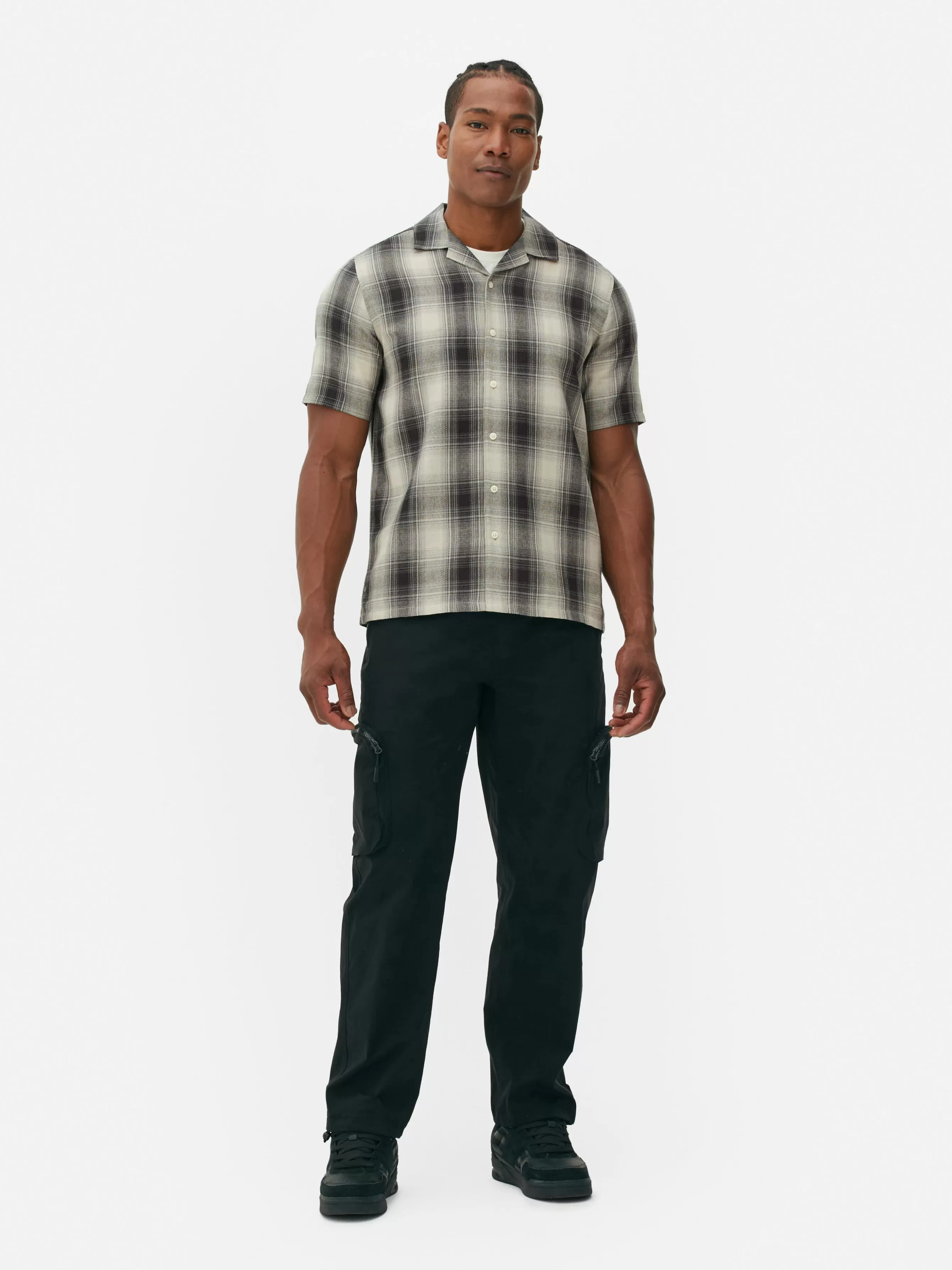 Primark Camisa Manga Curta Xadrez Texturada