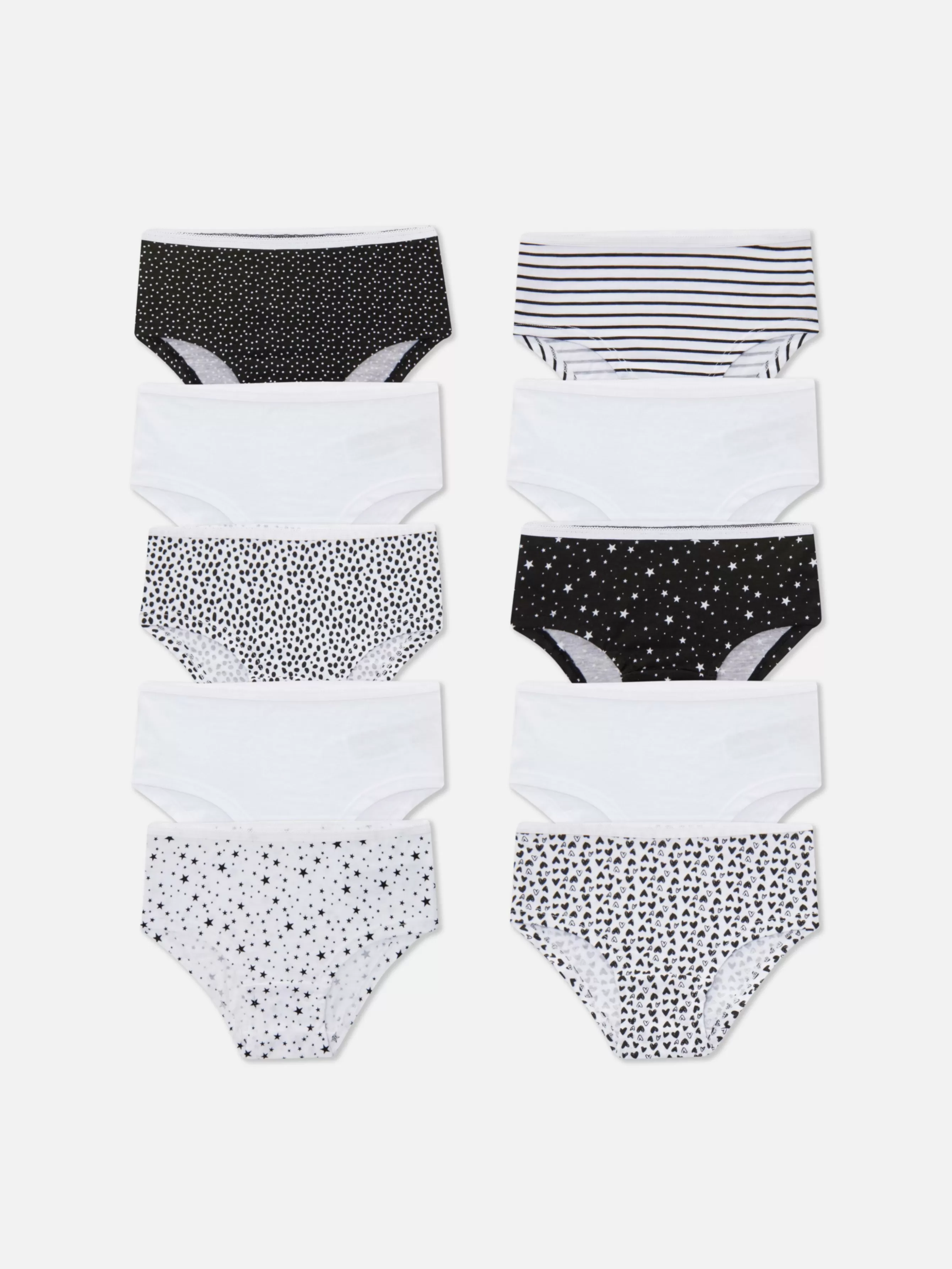 Primark Pack 10 Cuecas Hipster Monocromáticas