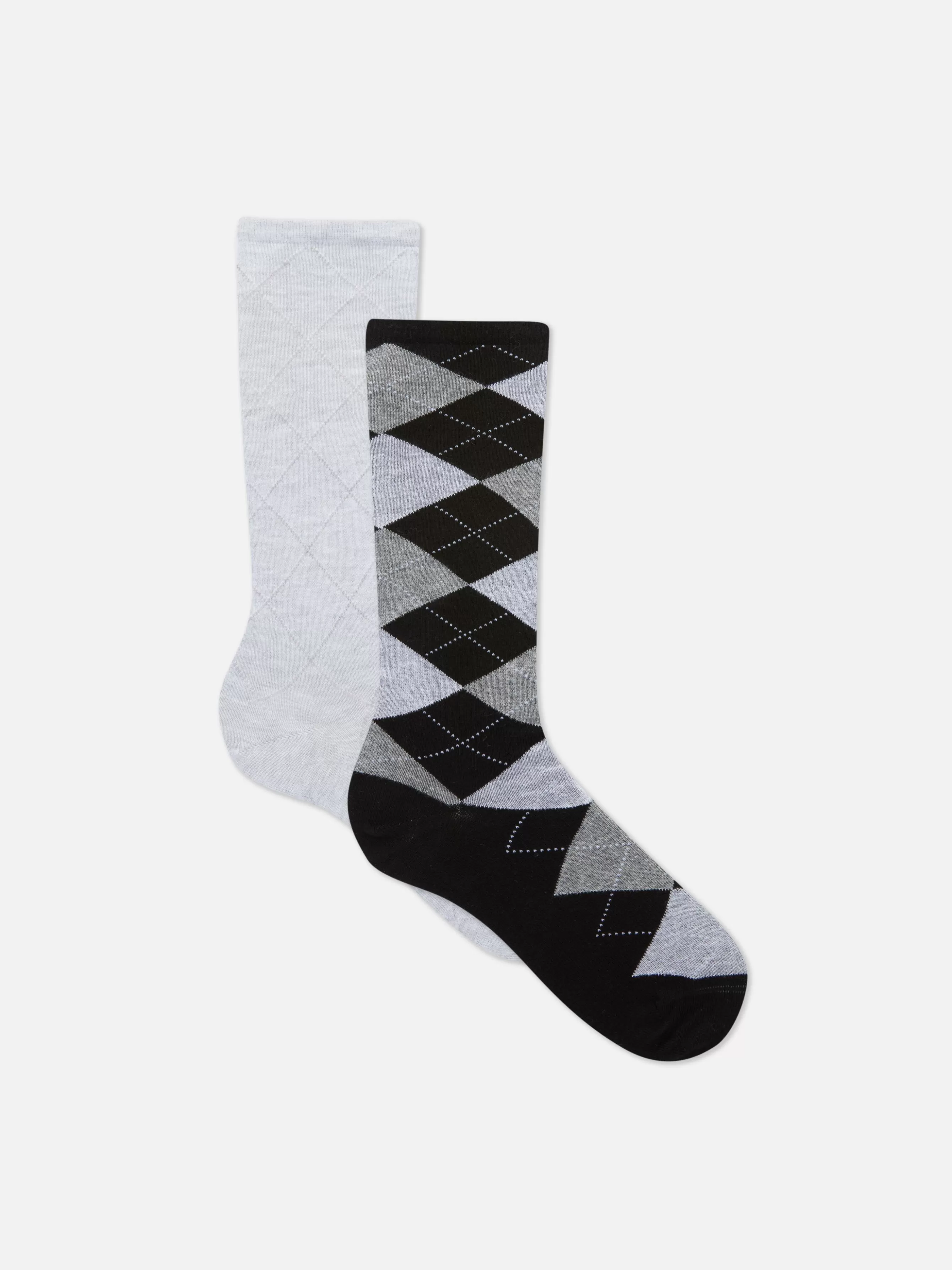 MULHER Primark Pack 2 Pares Meias Cano Médio Argyle Rita Ora