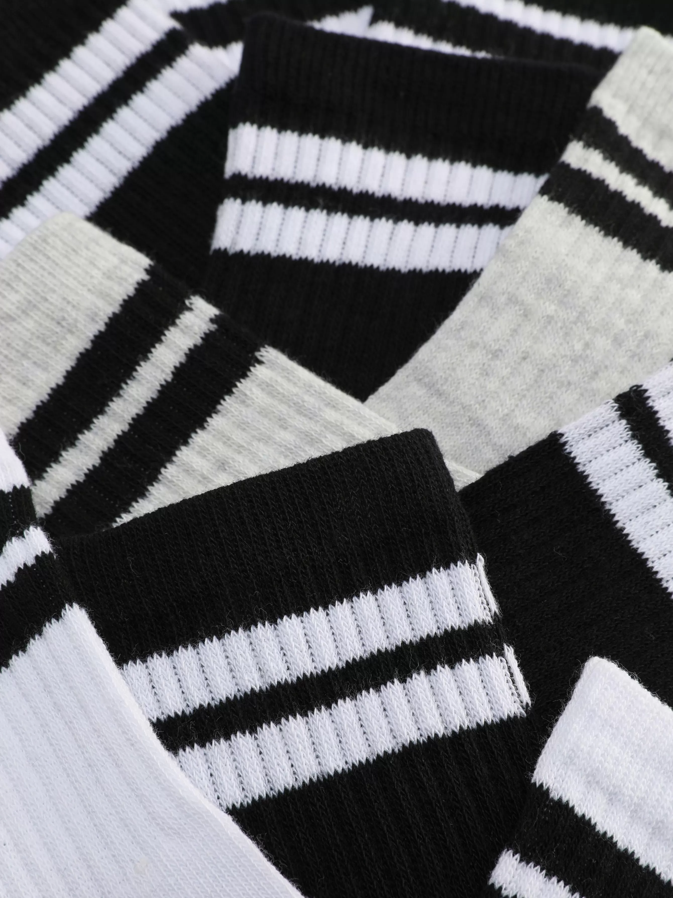 Primark Pack 5 Pares Meias Cano Médio Desporto Punho Riscas