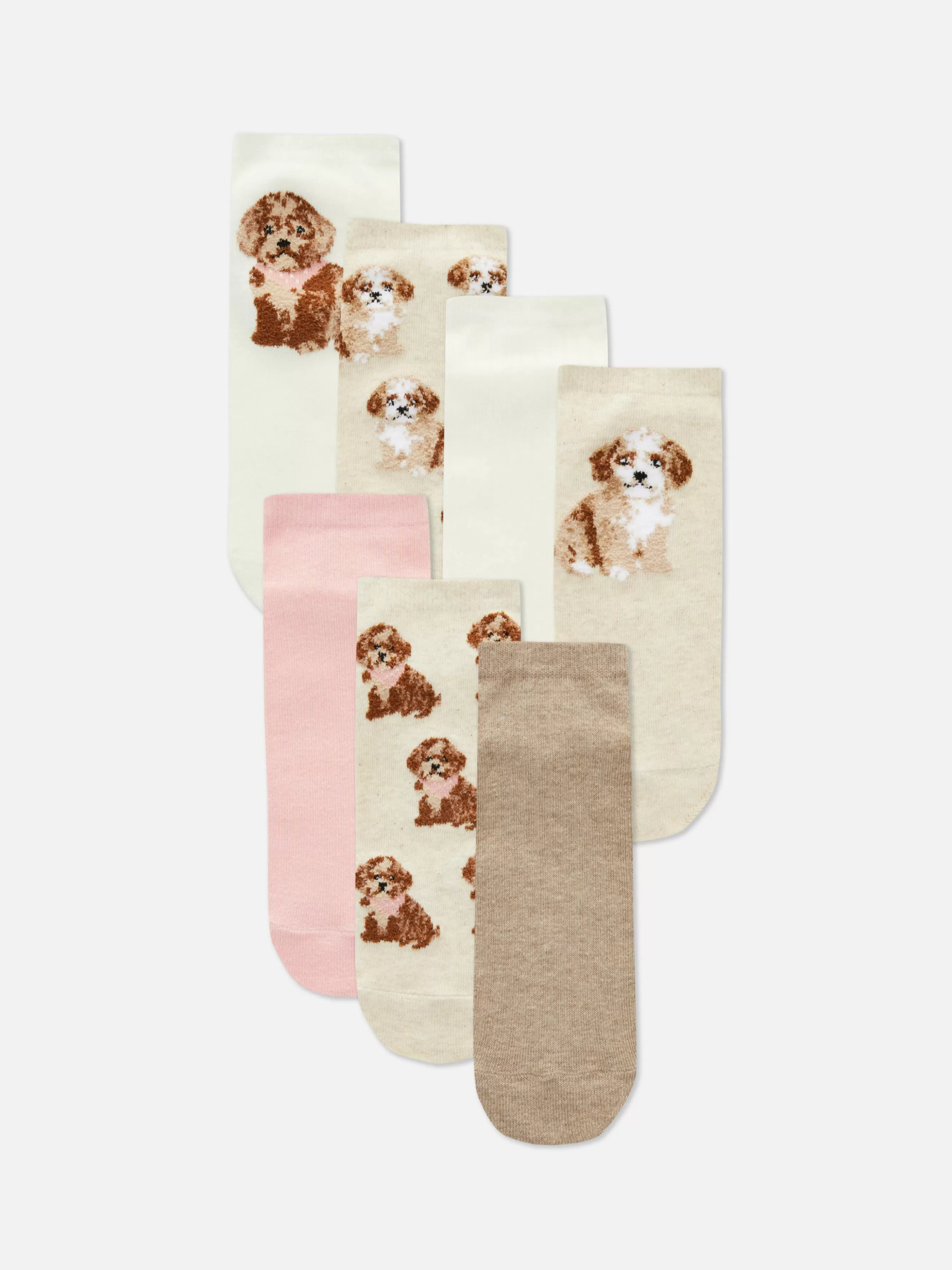 MULHER Primark Pack 7 Pares Meias Cano Médio Padrão Cão