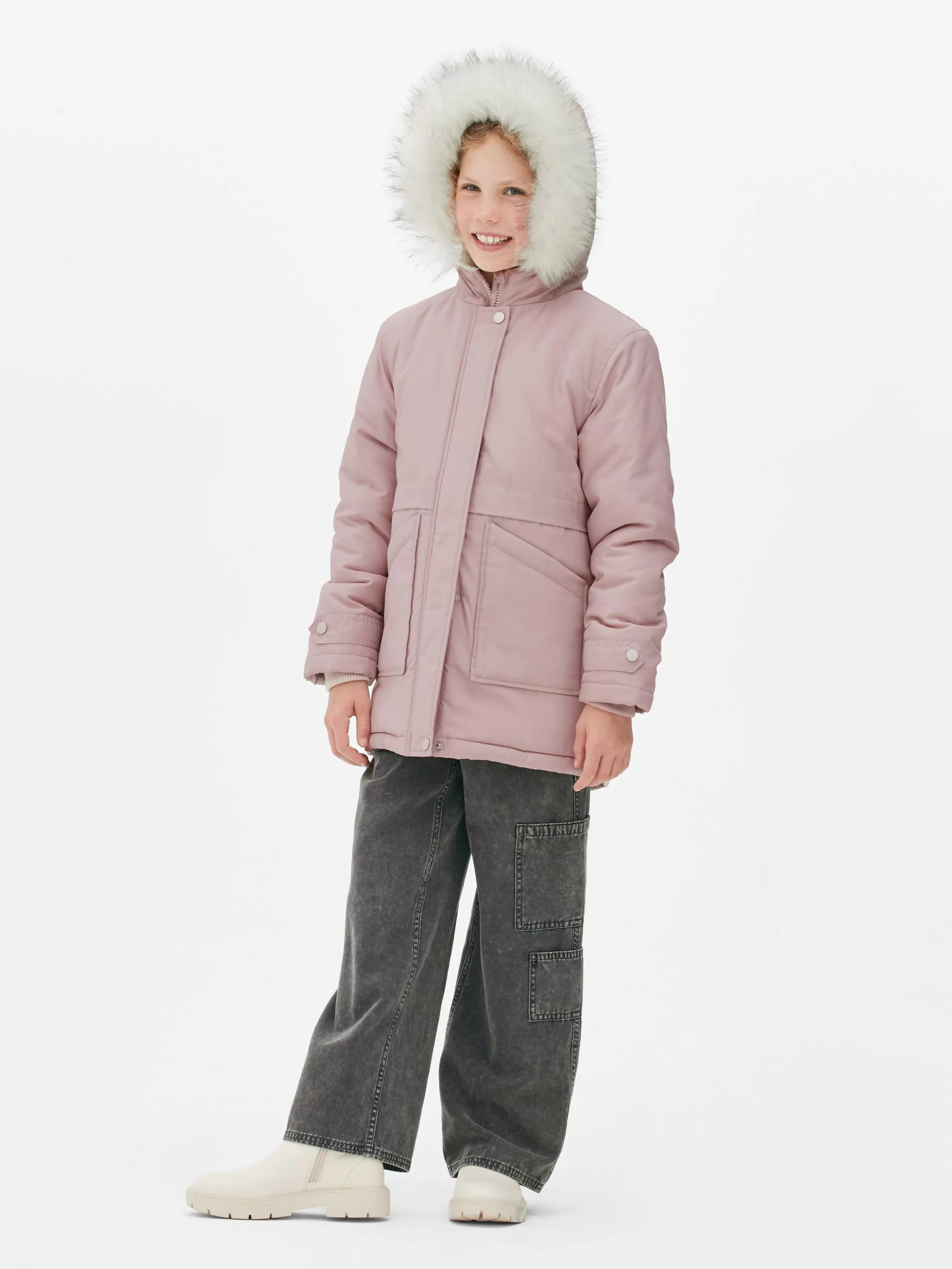 Primark Parka Capuz Imitação Pelo