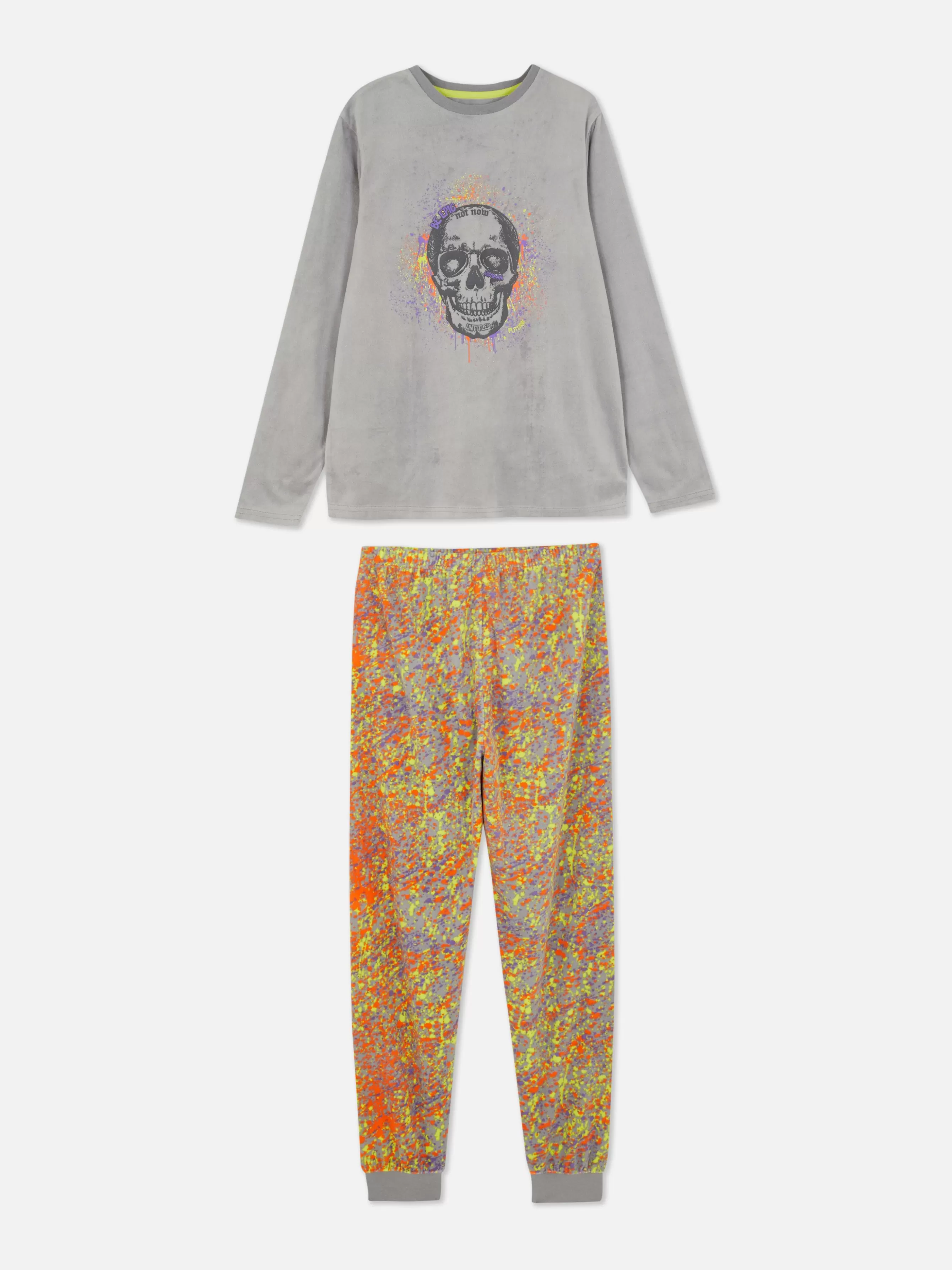 Primark Pijama Veludo Crânio E Respingos De Tinta
