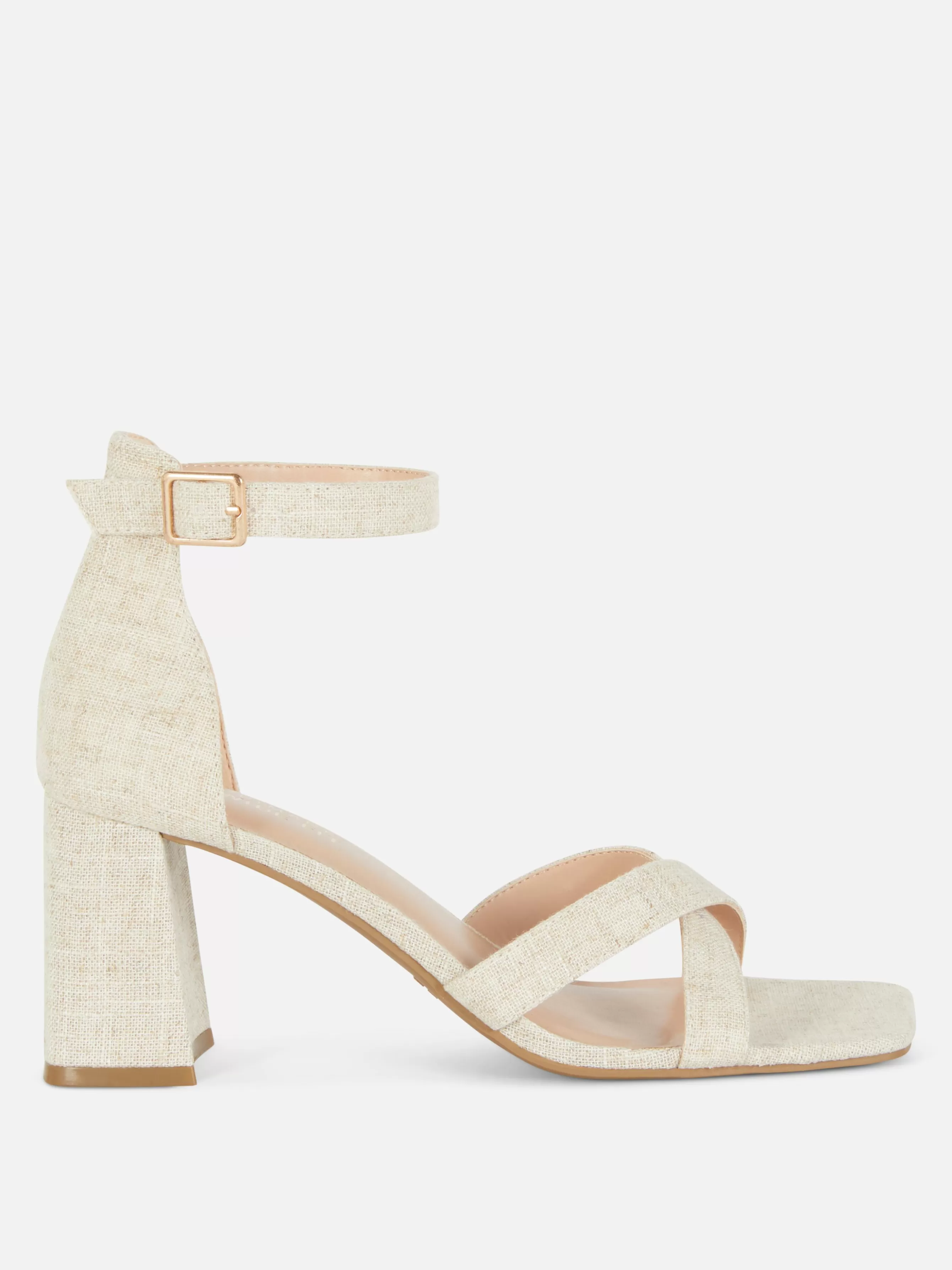 MULHER Primark Sapatos Tacão Tiras Tecido Modelo Largo