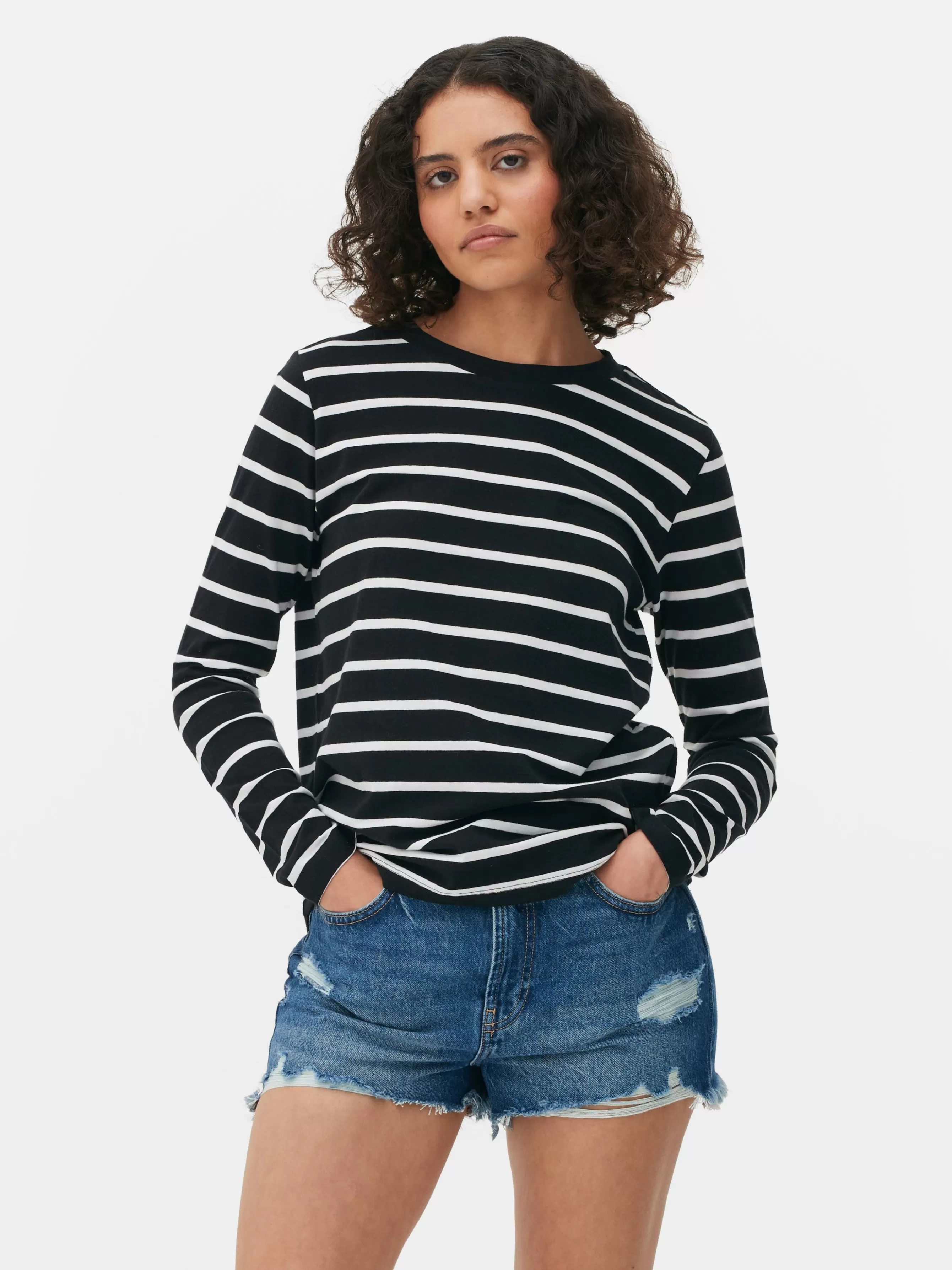 MULHER Primark Top Manga Comprida Riscas