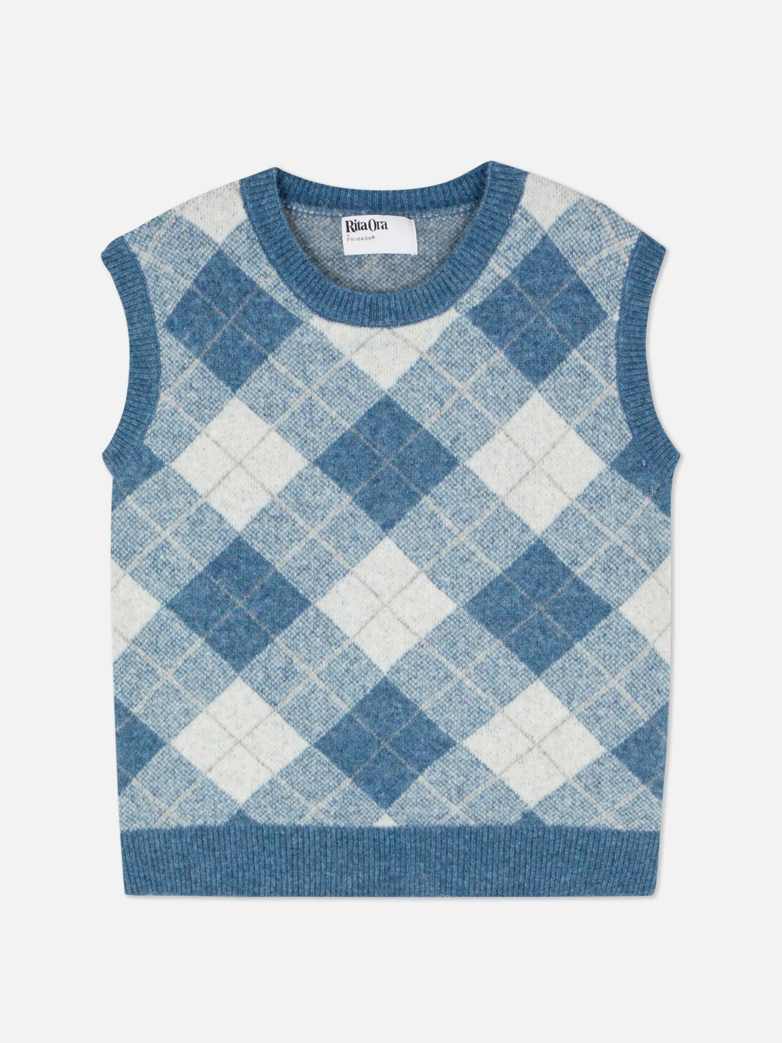 MULHER Primark Top S/ Mangas Conj. Coord Malha Argyle Rita Ora