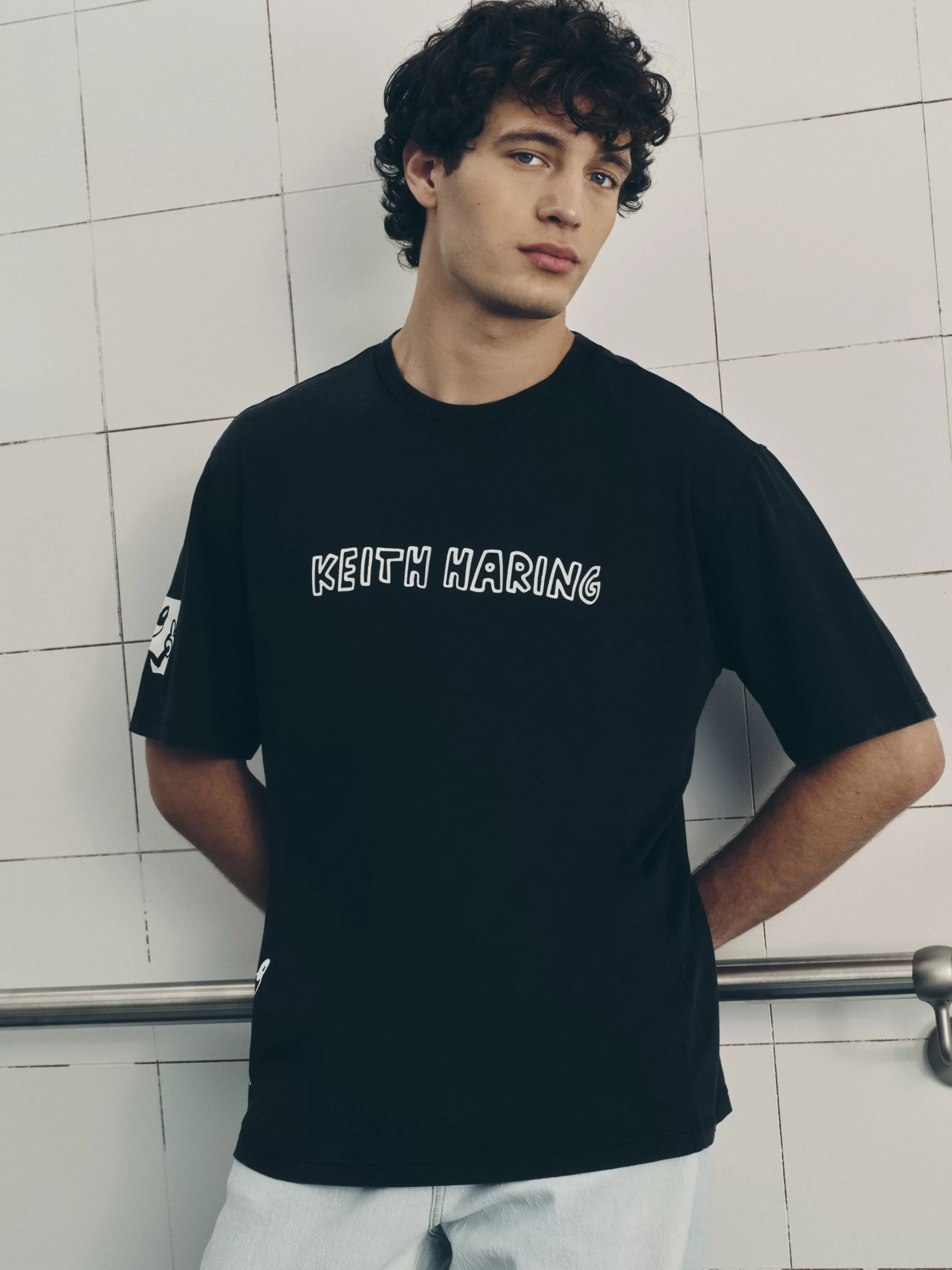 Primark T-shirt Lavagem ácida Disney Mickey X Keith Haring